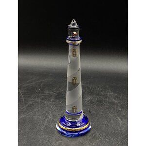 Glass Baron Lighthouse Handcrafted Figurine 22k Gold Trim Art Glass S6 954